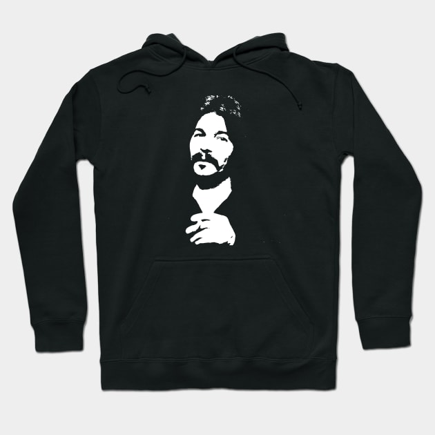 John Prine White Stencil Hoodie by OliviaCookArt